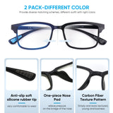 CARA Premium 2 Pack Progressive Multifocus Reading Glasses, Lightweight TR90 Frame Anti-blue Light Computer Readers, Standard for Distance Range Approx 20ft, 0x on Top, Black& Blue,2.0x