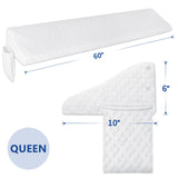 Kayfia Queen Size Bed Wedge Pillow for Headboard Bed Gap Filler with Pocket Close Gap (0-8") Prevent Pillow Loss Triangle Foam Mattress Filler for Gap Between Wall and Mattress (White, 60"x10"x6")