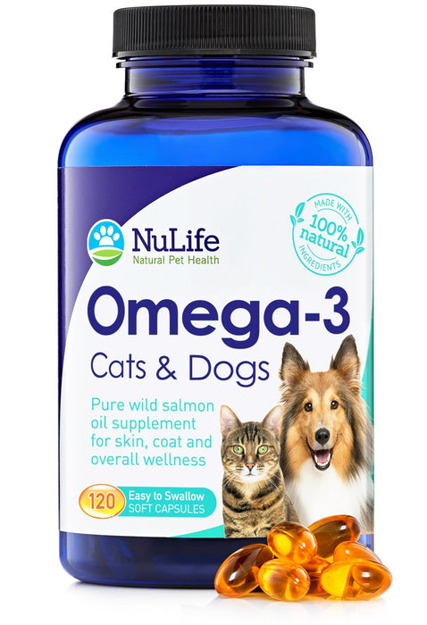 100% Pure Omega 3 Fish Oil for Dogs & Cats - Pet Fish Oil Supplement with DHA & EPA Fatty Acids for Healthy Skin & Shiny Coat - Improves Shedding & Relieves Dry, Itchy Skin - 500mg - 120 Capsules