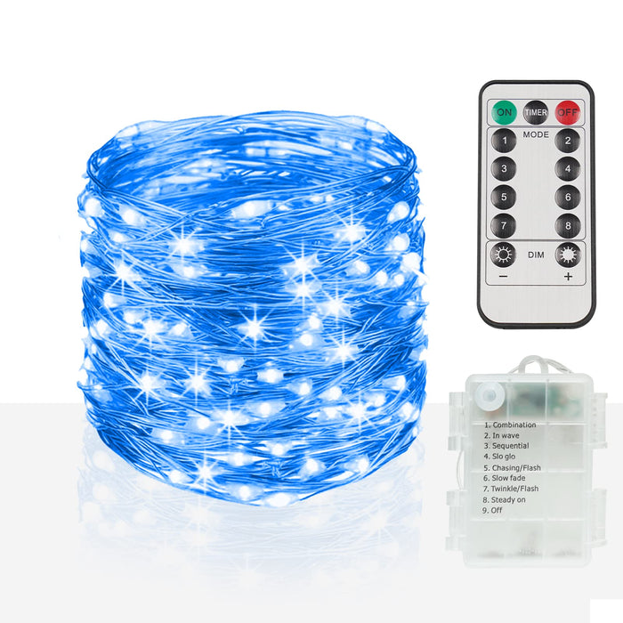 suddus Blue LED Christmas Lights Outdoor，200led 66ft Battery Operated Fairy Lights Indoor, Twinkle Lights for Bedroom, Halloween, Backyard, Tree, Dorm, Patio, Tapestry, Garden, Party