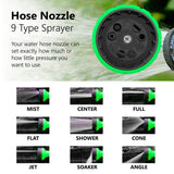 ROLIO Expandable Garden Hose with 9 Function Nozzle Spray Includes Reel (50 Feet)