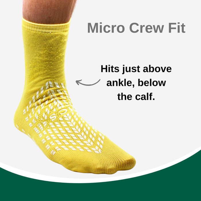 HCS XL Hospital Socks with Grips for Women & Men (6 Pairs) - Non Slip Socks for Elderly/Non Skid Socks for Seniors - Fall Risk Patient Slippers (Yellow, X-Large)