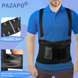 PAZAPO Back Brace Men and Women - Lower Lumbar Support for Heavy Lifting - Lower Back Support Belt with Removable Suspenders-Adjustable Back Belt for Workout, Back Pain Relief, M/L(30-37 Inches)