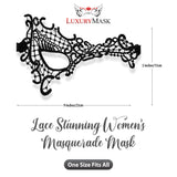 Black Elastic Masquerade Mask For Women - Swan Lace Masquerade Masks for Masquerade Party, Proms, Photo Shoot, Venetian Party, Mardi Gras, Halloween & Cosplay