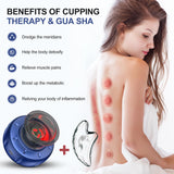 Smart Cupping Therapy Massager,Electric Cupping Set-4 in 1 Gua Sha Massage Tool with 12 Levels Temperature & Suction,Red Light Therapy for Pain Relief,Muscle Soreness,Improves Blood Circulation-Blue