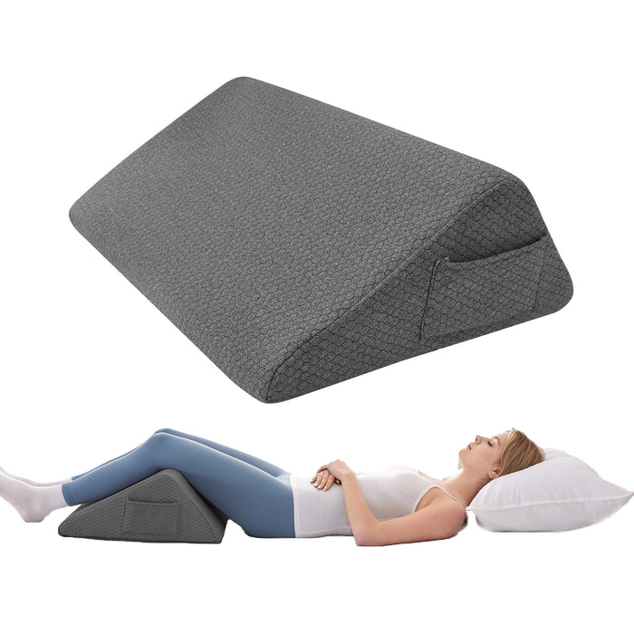 Bedluxe Knee Wedge Pillow, Memory Foam Leg Pillow Bed Wedge for Sleeping, Wedge Pillow for Legs Post Surgery, Triangle Pillow Wedge for Knee Support, Leg Elevation, Knee Hip Back Pain Relief, Black