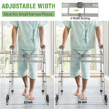 Heavy Duty Folding Walker,Lightweight Walker Support up 500lbs,Narrow Mobility Walker with Width Adjustable and Trigger Release for Seniors, Elderly