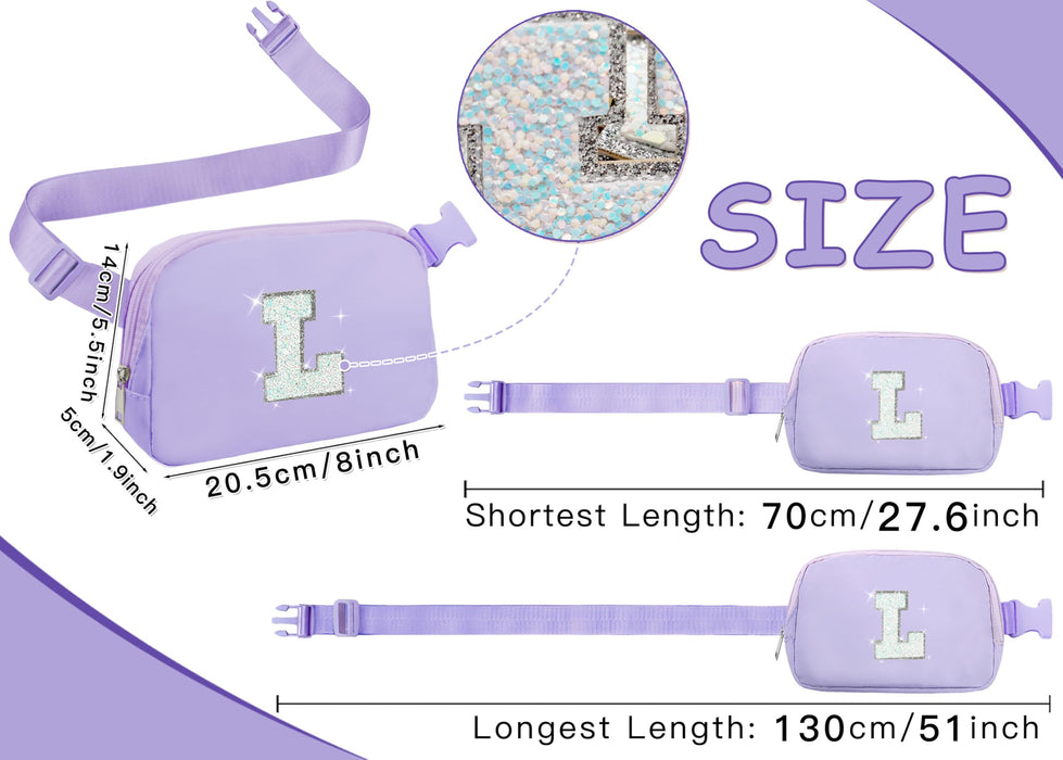 COSHAYSOO Purple Belt Bag Crossbody Initial Fanny Waist Pack Small Cross Body Purse for Teen Girl Daughter Granddaughter Unique Personalized Birthday Christmas Gifts from Mom Dad Grandma Letter L