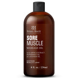 BOTANIC HEARTH Sore Muscle Massage Oil - with Arnica Montana Extract and Essential Oils - Warming and Relaxing - Soothes Tired Sore Muscles and Joints, 8 fl oz