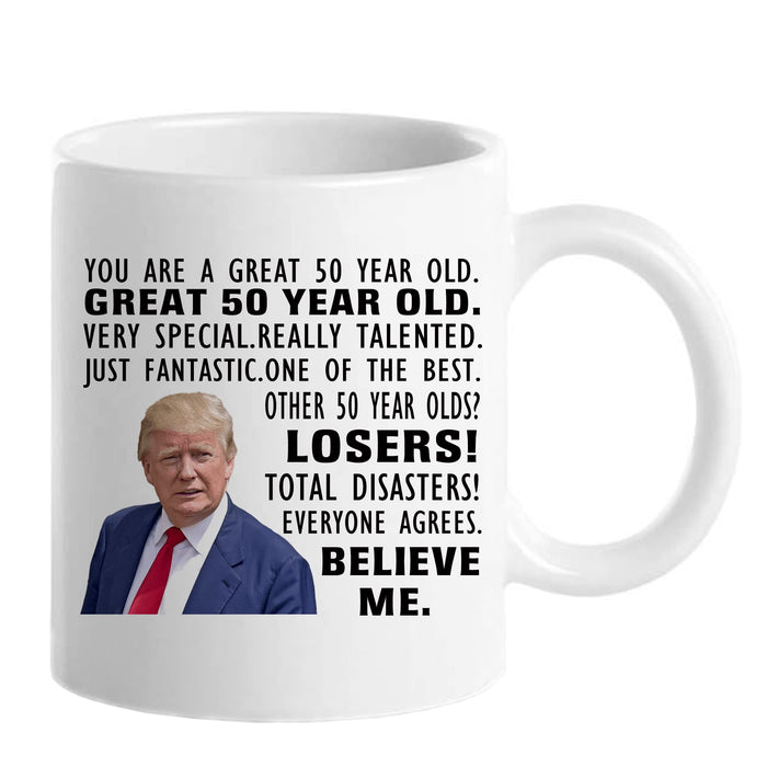 Donald Trump Mug, 50th Birthday Gifts for Men, Funny 50 Year Old Gift Coffee Mug, 1974 50th Birthday Mugs for Him, Dad, Uncle, Brother, Husband, Grandpa, Friend, Novelty Prank Gift 11 oz Tea Cup