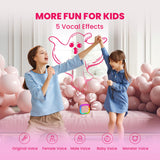 IROO Mini Karaoke Machine for Kids,Christmas Birthday Gifts for Girls 3,4,5,6,7,8,9,10 Year Old, Portable Loud Bluetooth Speaker with Wireless Microphone for Ages 4-12 Party Toys(Pinkcolour)