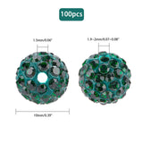 PH PandaHall 100pcs Green Rhinestone Beads for Christmas 10mm Pave Disco Ball Clay Beads Polymer Clay Ball Beads Crystal Diamond Beads for St. Patrick”s Day Bracelet Necklace Earring Making Christmas