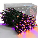 HOME LIGHTING Halloween Lights, 66FT 200 LED Plug in Green Wire String Light, 8 Lighting Modes Waterproof Fairy Mini Lights for Indoor Outdoor Christmas Wedding Party Decorations (Orange & Purple)