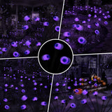 2PACK Scary Eyeballs Solar Garden Lights Halloween Decorations Outdoor,Swaying Firefly with 12LED Purple Spooky Lights - Waterproof Ornaments Solar Halloween Lights for Lawn, Patio, Party Decor