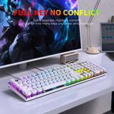 HUO JI E-Yooso Z-88 Wired Typewriter Style Mechanical Gaming Keyboard, Programmable RGB Backlit, Blue Switches - Clicky, Detachable USB-C Cable, Retro 104 Keys for Mac, PC, White