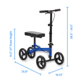 Medline Adult size knee walker, 8" wheels, 350 lbs weight capacity, Blue, for leg and foot injuries, crutches alternative, 1 Ct.