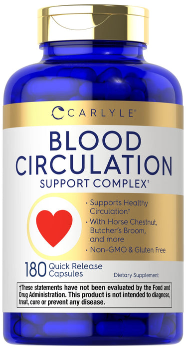 Blood Circulation Supplement | 180 Capsules | Supports Healthy Circulation | Non-GMO, Gluten Free | by Carlyle