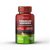 ORZAX Korean Panax Ginseng Capsules with 30% Ginsenosides for Performance & Energy Supplements for Women and Men - Red Ginseng for Enhanced Focus (120 Veg Capsules)