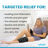 Vive Knee Ice Pack Wrap - Cold/Hot Gel Compression Brace - Heat Support Strap for Arthritis Pain, Tendonitis, ACL, Athletic Injury, Osteoarthritis, Women, Men, Running, Meniscus and Patella Surgery