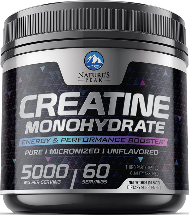 Pure Creatine 5000mg (5g) - Micronized Creatine Monohydrate Powder Unflavored, Keto Friendly - Creatine Pre Workout, Supports Muscle Building & Strength, Vegan, Keto, Gluten-Free - 60 Servings