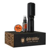 Wild Willies Beard Care Kit: Beard Butter, Boost Serum, Straightener Brush for Thicker, Fuller Hair