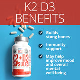 Dr. Boz K2+D3 Capsules [66 Count] with Bioperine® for Best Absorption - Vitamin D Supplement - Vitamin K (MK-7) Supplement - Supports Bone Health & Heart Health