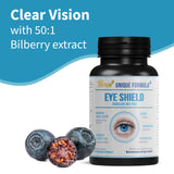 Unique Formula Eye Shield Supplement with Bilberry, Lutein, Zeaxanthin, Astaxanthin - Supports Dry Eyes, Vision Health, and Night Vision (90 Capsules)