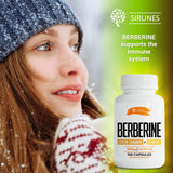 SIRUNES Berberine Capsules Ceylon Cinnamon & Turmeric - Berberine HCL Dietary Supplement for Men and Women – Non GMO Berberine 1000mg, Immune System Booster