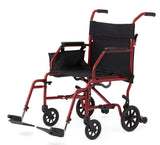 Medline Steel Transport Wheelchair, Folding Chair with Desk-Length Arms and Anti-Tippers