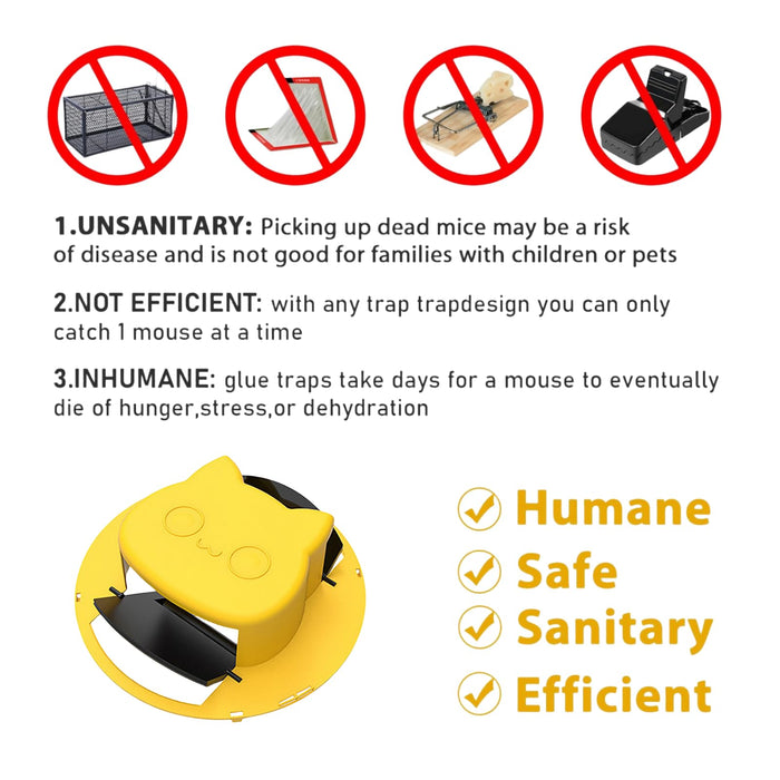 Mouse Trap Bucket Flip Lid, Multi Catch Humane Rat Trap for Indoor Outdoor, Reusable Mouse Catching Tool, 5 Gallon Bucket Compatible, Auto Reset Flip and Slide Mice Trap (2PC - A)