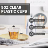 Clawsoff 9 oz Clear Plastic Cups, 100 Pack Disposable Fancy Cups for Wedding, Cocktail Cups 9 Ounce, Bulk Clear Plastic Tumblers for Iced Coffee, Cold Beverage