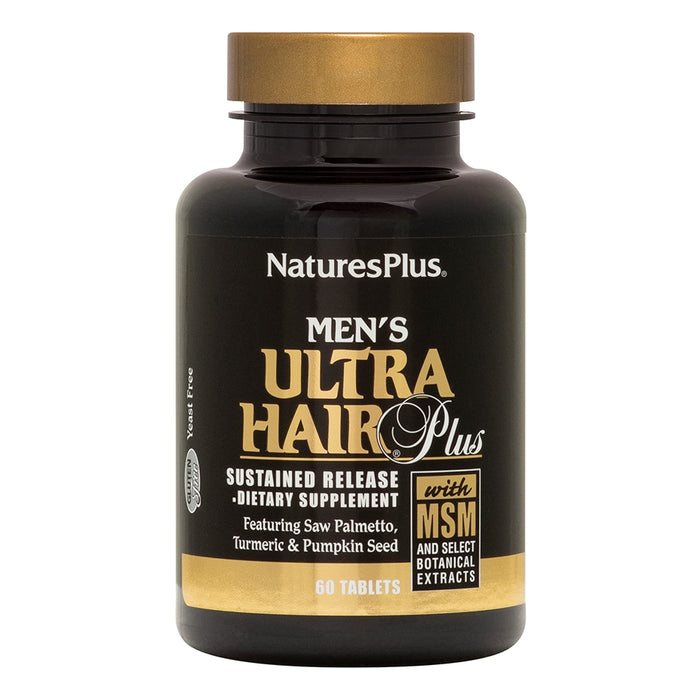 NaturesPlus Men's Ultra Hair Plus, Sustained Release - 60 Tablets - All-Natural Hair Growth Supplement For Men - Promotes Fuller, Healthier Hair - Gluten-Free - 30 Servings