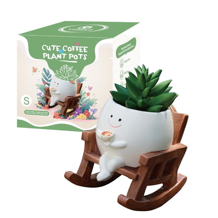 yiilead Smiley Face Planter Pot, Cute Coffee Plant Pots for Indoor Outdoor