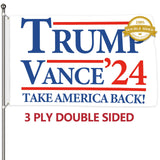 Probsin Trump Vance 2024 Flag 3x5 Ft Double Sided Trump Vance'24 Take America Back Flag Banner Party Supplies Home Decor Hanging Poster for College Room Man Cave Welcome Photo Backdrop (White)