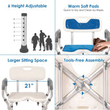 Shower Chair with Arms and Back Heavy Duty 330lbs, Shower Chair for Inside Shower, Shower Seat for Inside Shower Bathroom Chair with Cutout Seat & Cold-Proof Pads, Tools-Free Assembly