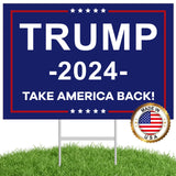 Trump 2024 Yard Sign,Donald Trump Yard Signs 18" X 12" Double Sided Fade Resistant,Take America Back Trump Merchandise Supports Voted for Elections Decor Outdoor Garden Party Supplies w/Metal H Stakes