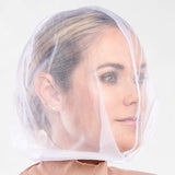 Betty Dain Makeup Protector Hood, Protects Hair and Make Up While Getting Dressed, Nylon Chiffon, Light and Airy, Triple Protection, Zipper closure, Machine Washable, White