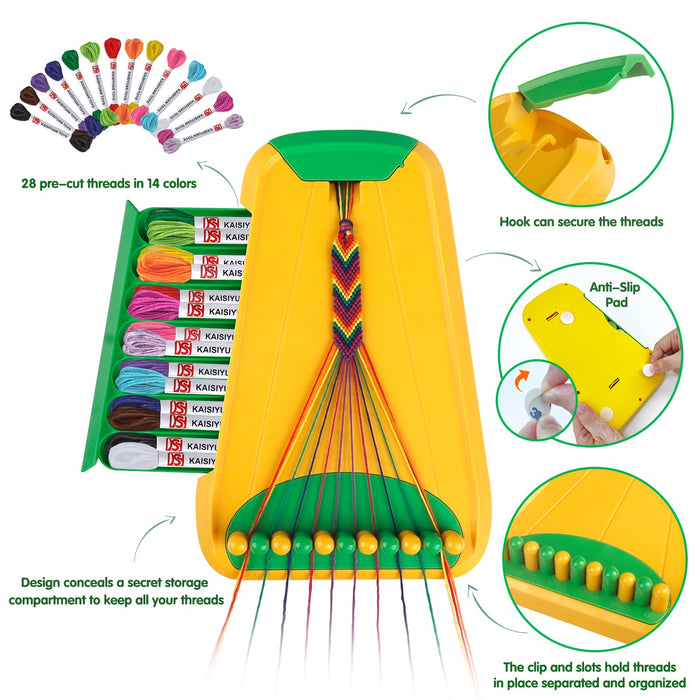 Arts and Crafts for Kids Ages 8-12,Friendship Bracelet Making Kit for Girl,Kids Jewelry Making Kit with 28 Pre-Cut Threads,Christmas Birthday Gifts for Ages 6 7 8 9 10 11 12 Year Old Green