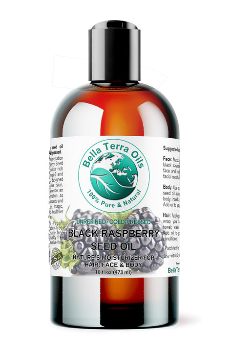 Bella Terra Oils - Black Raspberry Seed Oil 16 oz - Harness the Nutritional Excellence of Red Raspberry Oil, Abundant in Linoleic Acid & Alpha Linolenic Acid, The Ultimate Skin Luxury