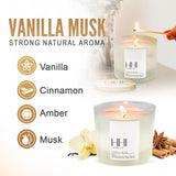 Vanilla Candle | Vanilla Musk Scented Soy Candle | A Blend of Vanilla, Cinnamon, Amber & Hint of Musk | Large Eight Ounce Single Wick Candle | Long Burn time | HHI Candles