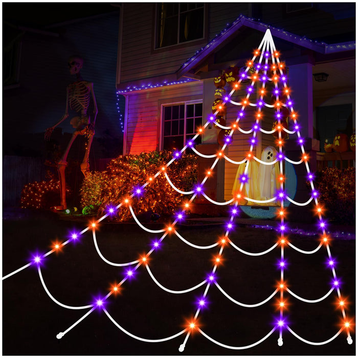 Halloween Decorations Outdoor Spider Web: 17.4Ft Light Up Spider Webs Decor