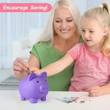 PJDRLLC Piggy Bank, Unbreakable Plastic Money Bank, Coin Bank for Girls and Boys, Medium Size Piggy Banks, Practical Gifts for Birthday, Easter, Christmas (Purple)