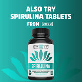 Zhou Spirulina Powder, Nutrient Rich Superfood, California Grown, 100% Pure, Vegan, Gluten Free, Non-GMO, Non-Irradiated, Perfect for Smoothies, Juices, 48 Servings, 6 oz