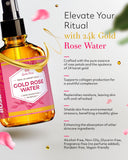 24 Karat Gold Rose Water Toner by Leven Rose Organic Natural Moroccan 24K Rosewater Toner 4 oz