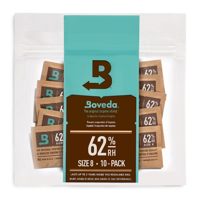 Boveda 62% Humidity Control Packs, Size 8, 10-Pack – Protects Up to 1 oz