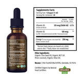 (2 Pack) Organic Vitamin D3 K2 Drops w MCT Oil Omega 3, 5000 IU, Vitamin D Liquid 5000 IU, No Fillers, Non-GMO Liquid D3 for Body’s Defenses & Faster Absorption, Unflavored, 2 Fl Oz Liquid Vitamin D3