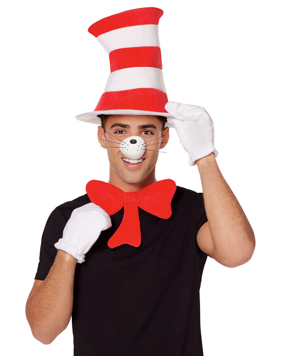 Spirit Halloween Dr. Suess Adult Cat in the Hat Costume Accessory Kit Deluxe | Officially Licensed | Classic Storybook Outfit