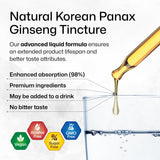 BIO KRAUTER MAUWE Herbs Panax Ginseng Liquid Drops - Korean Ginseng Extract Alcohol Free - Organic Red Ginseng Tincture for Immune Support - Vegan, Sugar Free Ginseng Drops 4 Fl.Oz.