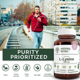 Natural Nutra L Lysine HCl, Promotes Bone Health and Growth, Helps Built Collagen, Improve Calcium Absorption, Alpha Amino Acid Supplement, Non-GMO, Vegan, 500 mg, 50 Capsules.