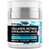 SimplyVital Collagen, Retinol & Hyaluronic Acid Cream - Anti-Aging Face Moisturizer for Face, Neck & Décolleté - Made in USA, Daily Moisturizer Face Cream - 1.7 fl.oz.